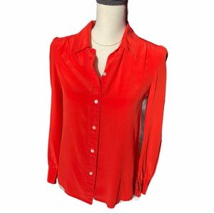 J.Crew 100% Silk Red Button Down Blouse